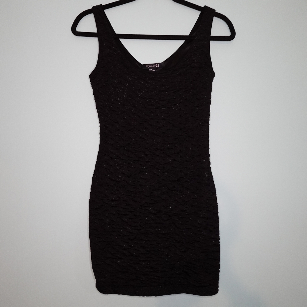 Ruched Forever 21 Bodycon Black Glitter Dress